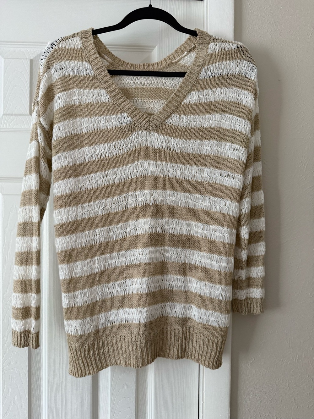 John + Jenn Breezy Stripes Pullover size Small Neutral Motif - Anthropologie - Picture 4 of 10
